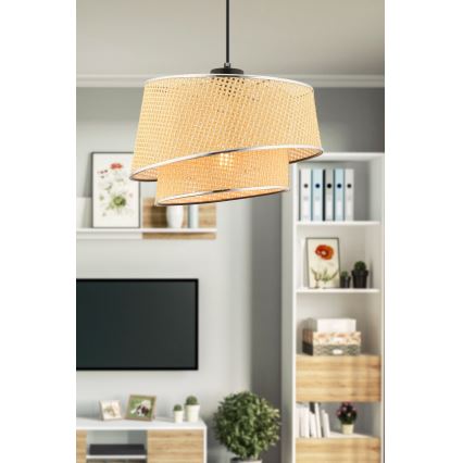 Závesná lampa BARETTE 1xE27/60W/230V béžová/lesklý chróm