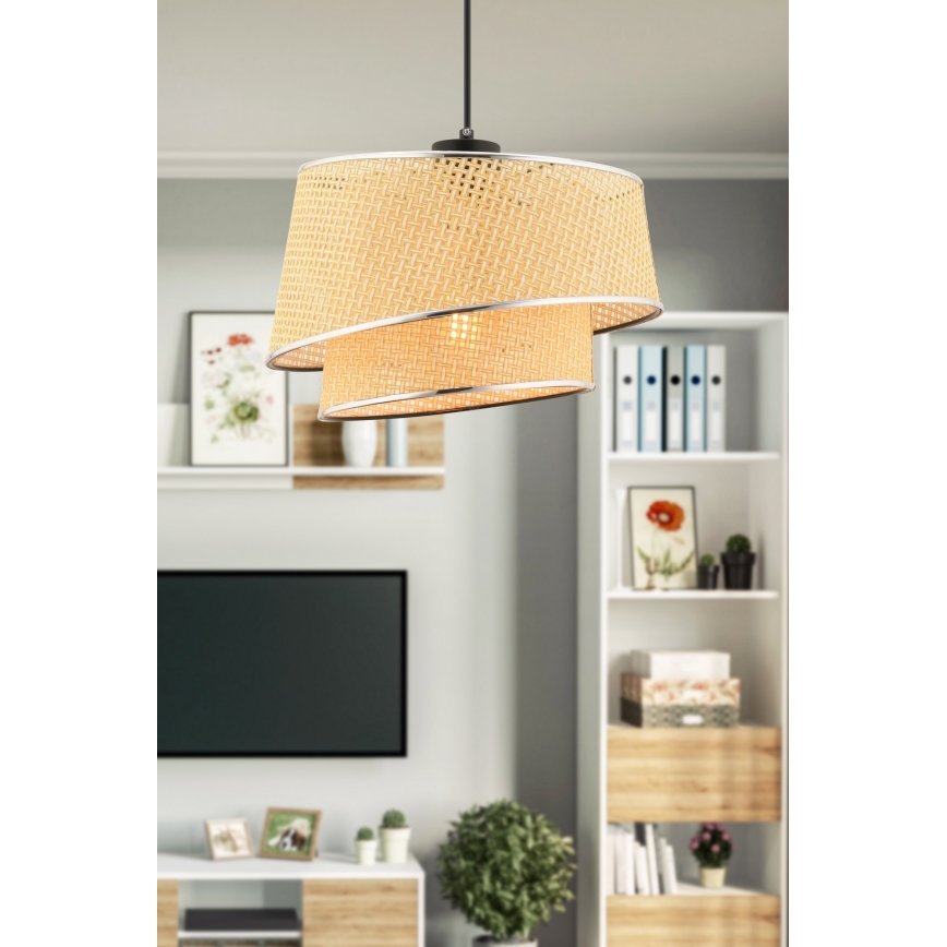Závesná lampa BARETTE 1xE27/60W/230V béžová/lesklý chróm