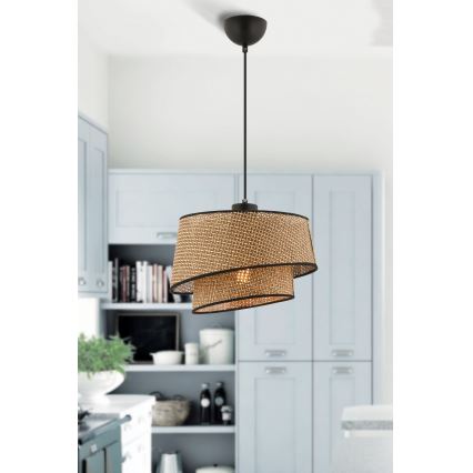Závesná lampa BARETTE 1xE27/60W/230V hnedá/čierna