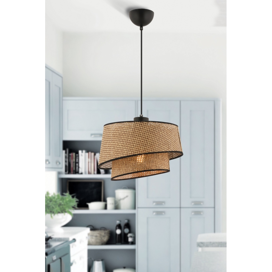 Závesná lampa BARETTE 1xE27/60W/230V hnedá/čierna