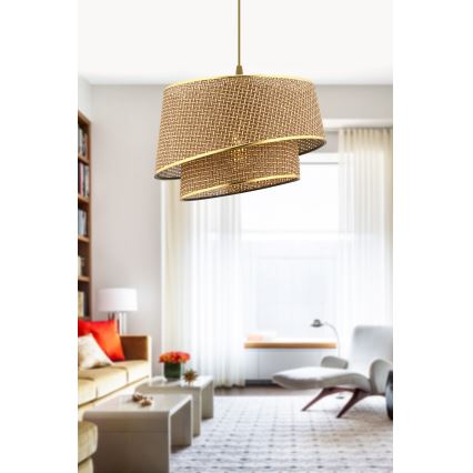 Závesná lampa BARETTE 1xE27/60W/230V hnedá/zlatá