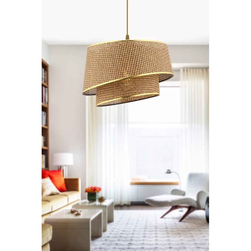 Závesná lampa BARETTE 1xE27/60W/230V hnedá/zlatá