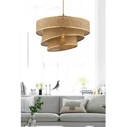 Závesná lampa COUPER 1xE27/60W/230V hnedá/zlatá