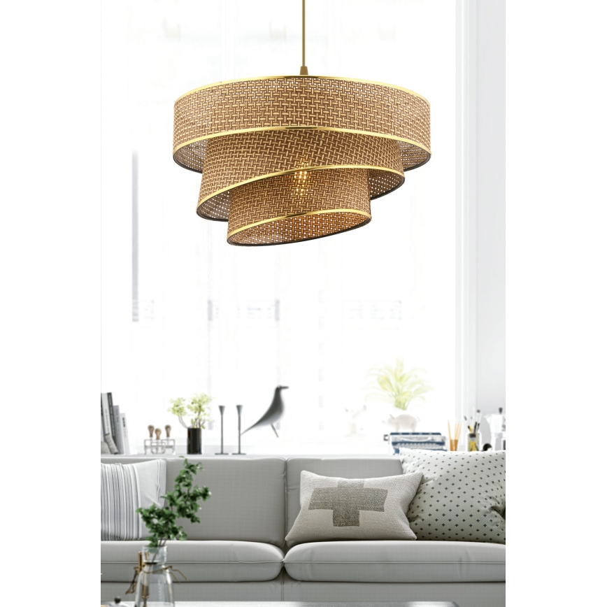 Závesná lampa COUPER 1xE27/60W/230V hnedá/zlatá