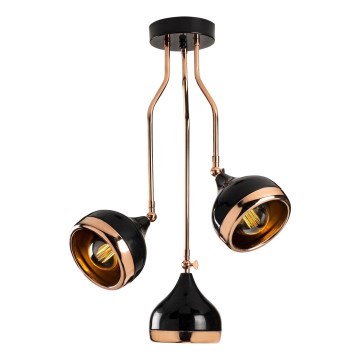 Závesná lampa YILDO 3xE27/40W/230V čierna/medi