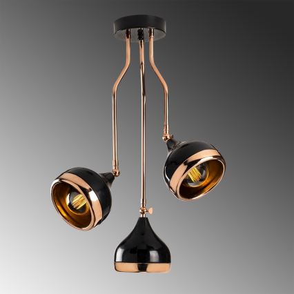 Závesná lampa YILDO 3xE27/40W/230V čierna/medi