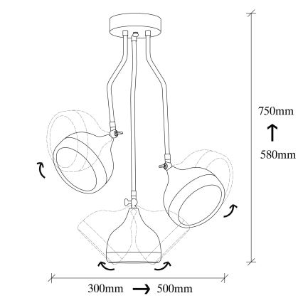 Závesná lampa YILDO 3xE27/40W/230V čierna/medi