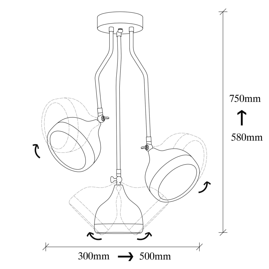 Závesná lampa YILDO 3xE27/40W/230V čierna/medi