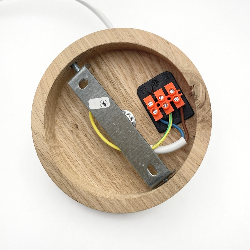 Závesné svietidlo AIDA na lanku 1xE27/60W/230V, priemer 25 cm, dub/biela