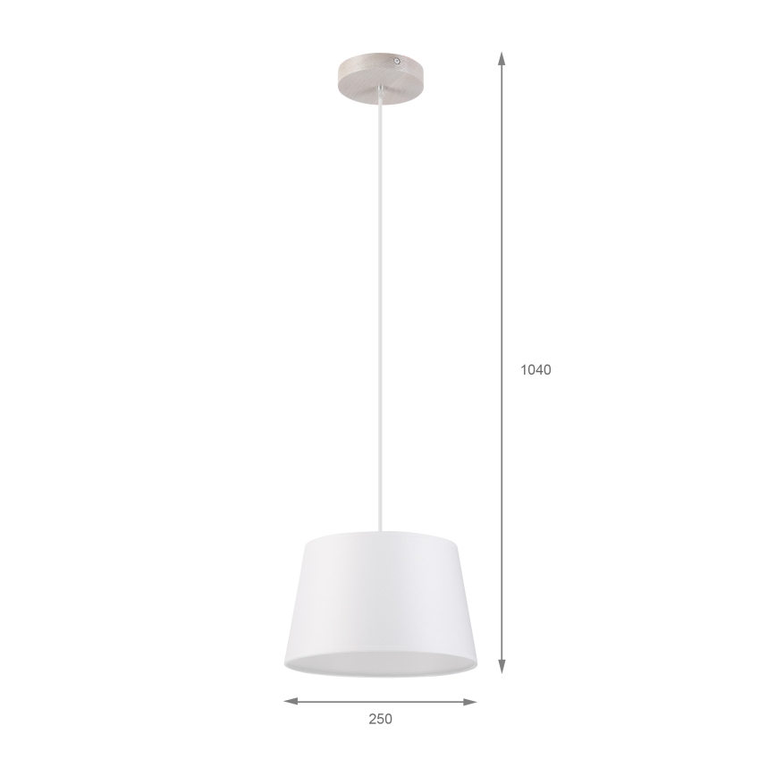 Závesné svietidlo AIDA na lanku 1xE27/60W/230V, priemer 25 cm, dub/biela