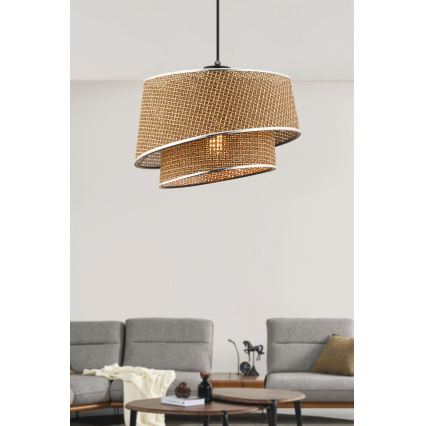 Závesné svietidlo BARETTE 1xE27/60W/230V hnedé/lesklý chróm
