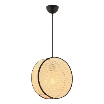 Závesné svietidlo BIG DRUM s lankom 1xE27/60W/230V, béžová/čierna