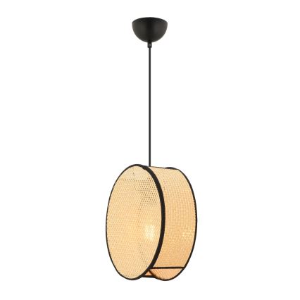 Závesné svietidlo BIG DRUM s lankom 1xE27/60W/230V, béžová/čierna