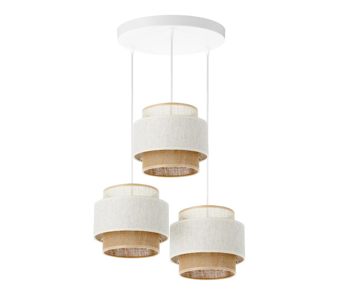 Závesné svietidlo BOHO 3xE27/60W/230V biela/juta H0181