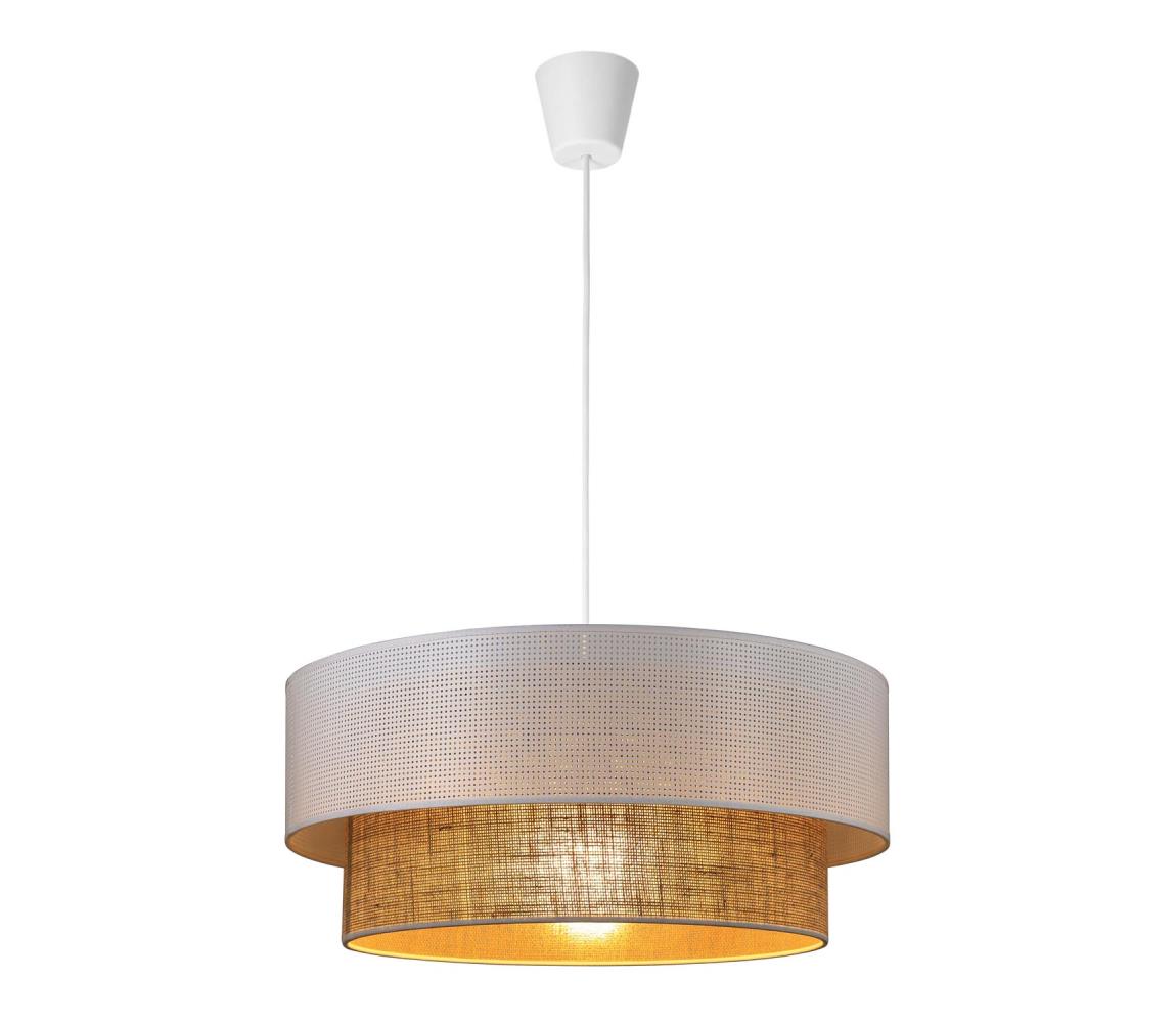 Závesné svietidlo BORHO na lanku 1xE27/60W/230V pr. 40 cm biela/juta 0249