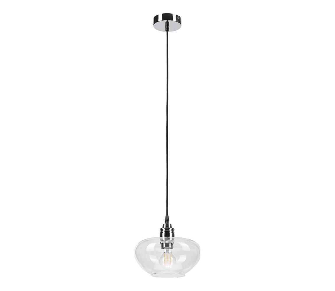 Závesné svietidlo FLO na lanku 1xE27/15W/230V, lesklý chróm/číre sklo LM-1.332/CHROM