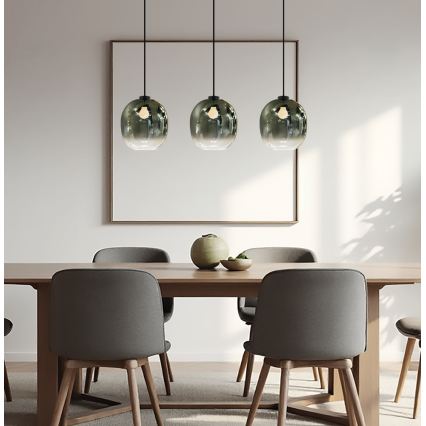 Závesné svietidlo MIRROR na lanku 3xE27/14W/230V dymovo čierne