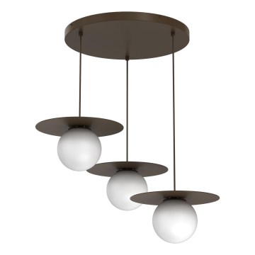 Závesné svietidlo na lankách FLAT 3xE27/15W/230V hnedé