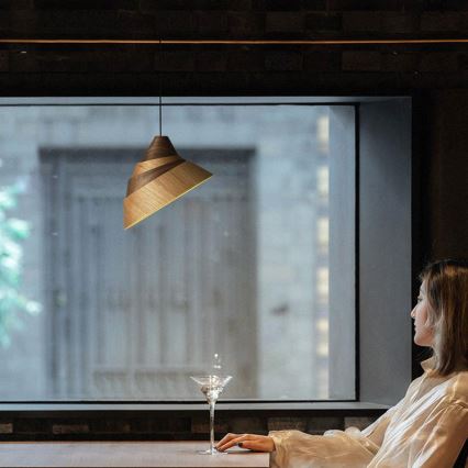 Závesné svietidlo na lanku 1xE27/60W/230V pr. 33 cm masív/dub/orech/kaučukovník