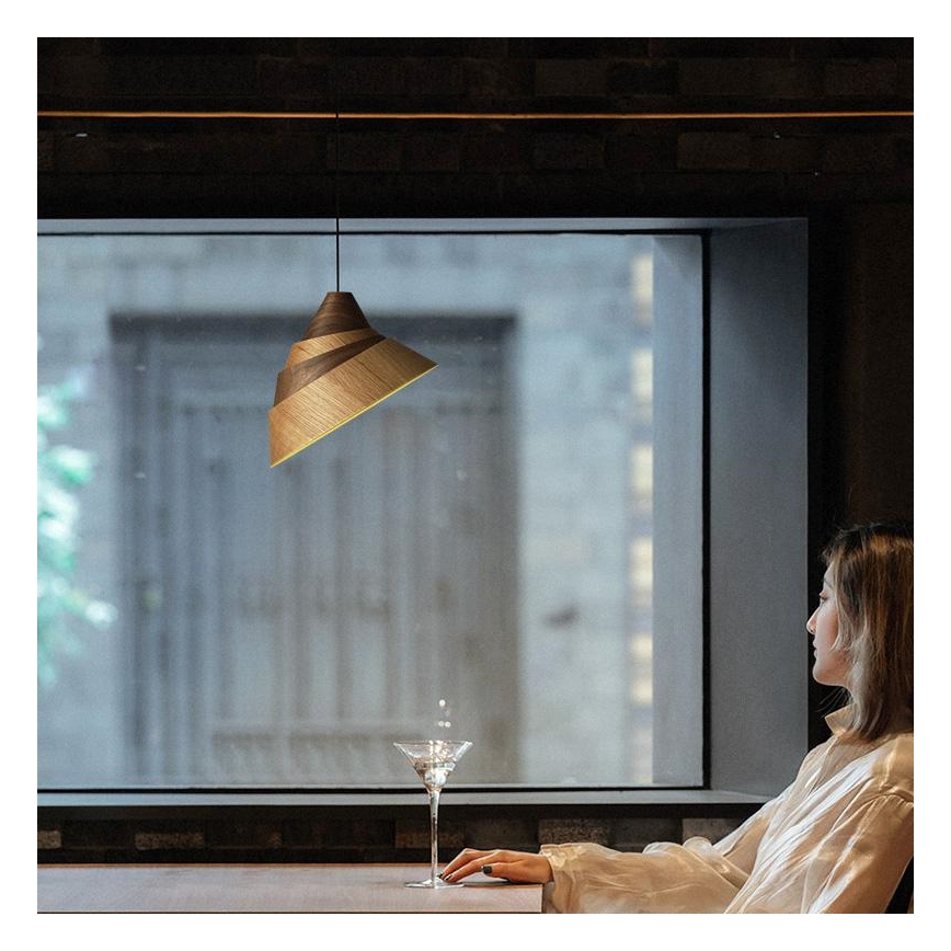 Závesné svietidlo na lanku 1xE27/60W/230V pr. 33 cm masív/dub/orech/kaučukovník