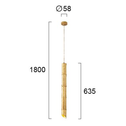 Závesné svietidlo na lanku BAMBOO 1xGU10/50W/230V bambus