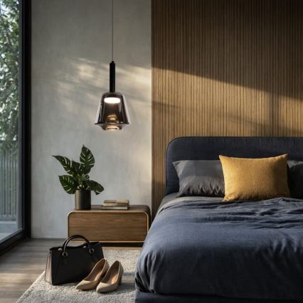 Závesné svietidlo na lanku BUENO 1xGX53/9W/230V pr. 18 cm dymovo čierne