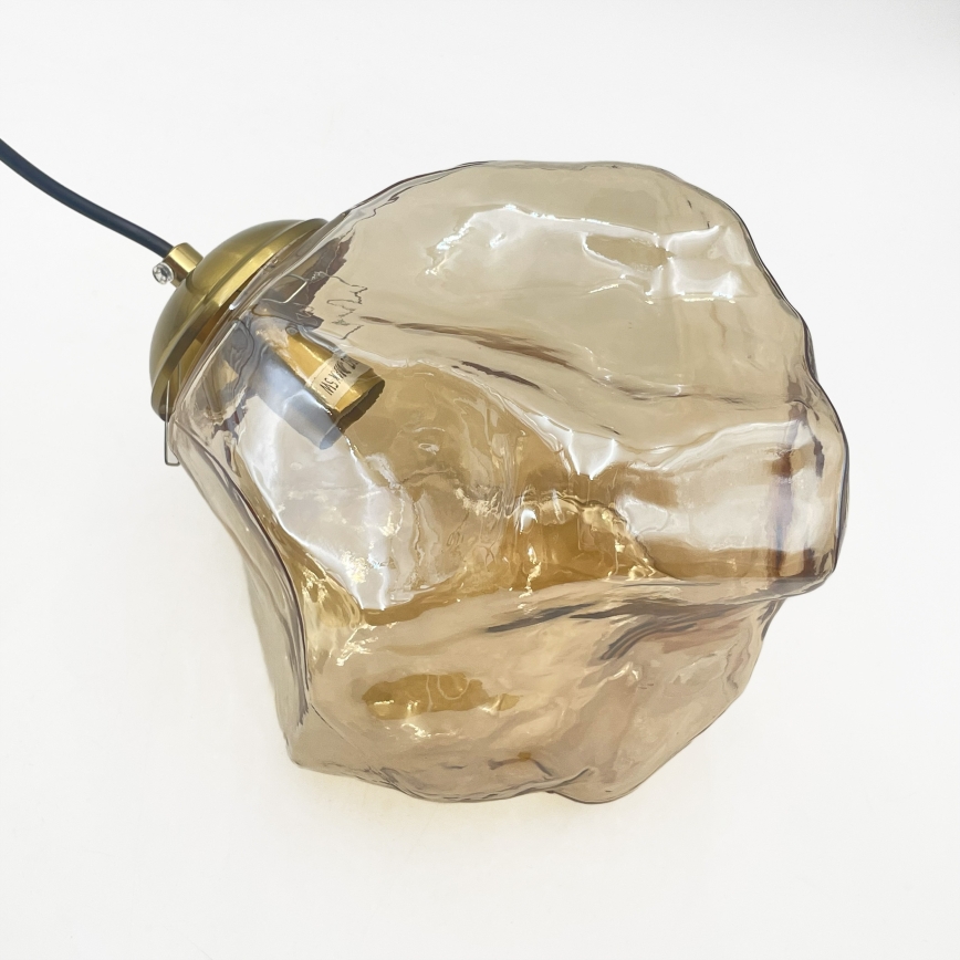 Závesné svietidlo na lanku CRISTAL 5xE14/15W/230V mosadz/dymovo-béžová