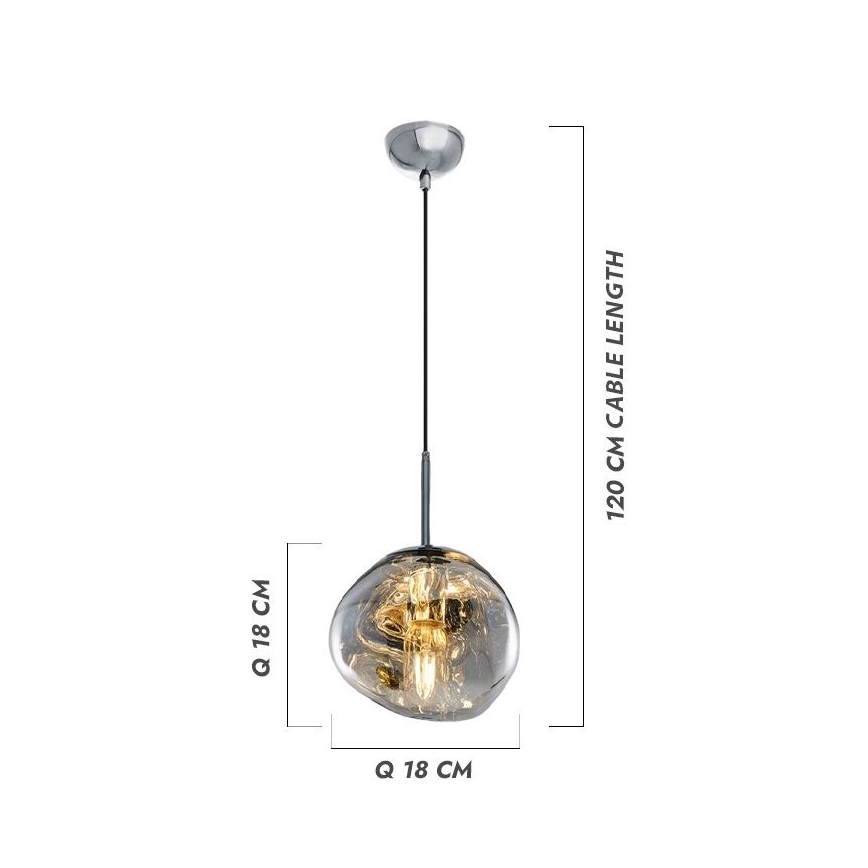 Závesné svietidlo na lanku CRUMPLED 1xE27/24W/230V pr. 18 cm dymové
