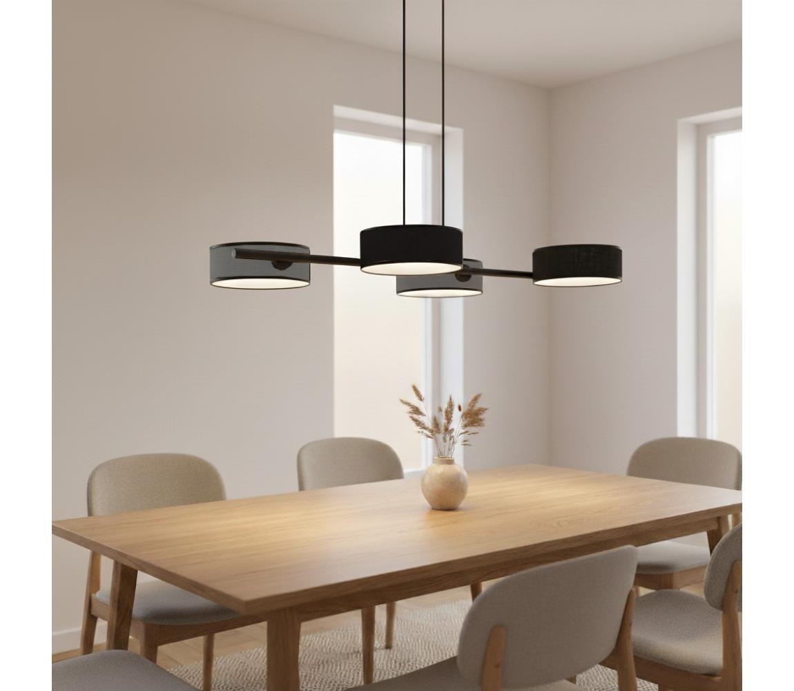 EMIBIG Závesné svietidlo na lanku DRUMZ 4xE14/10W/230V čierna/šedá 1567/4