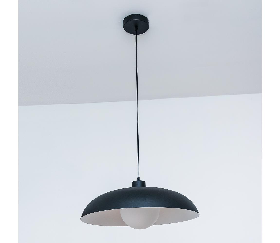 Závesné svietidlo na lanku ECLIPSE 1xE27/15W/230V čierna/biela W-KM 1810+8020/1 BK+WT