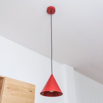 Závesné svietidlo na lanku ETNA 1xE27/15W/230V pr. 18,5 cm červené