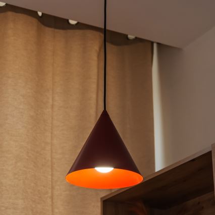 Závesné svietidlo na lanku ETNA 1xE27/15W/230V pr. 18,5 cm červené