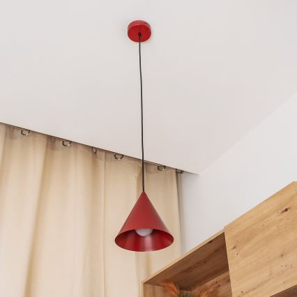Závesné svietidlo na lanku ETNA 1xE27/15W/230V pr. 18,5 cm červené