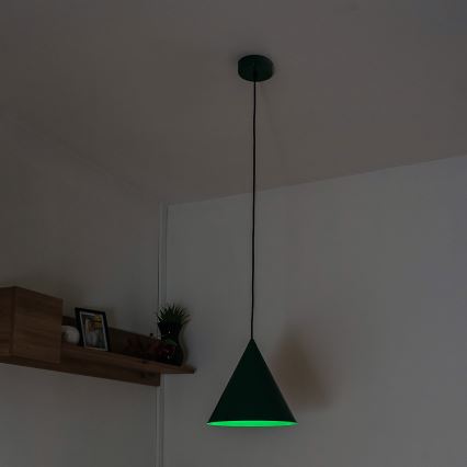 Závesné svietidlo na lanku ETNA 1xE27/15W/230V pr. 25 cm zelené