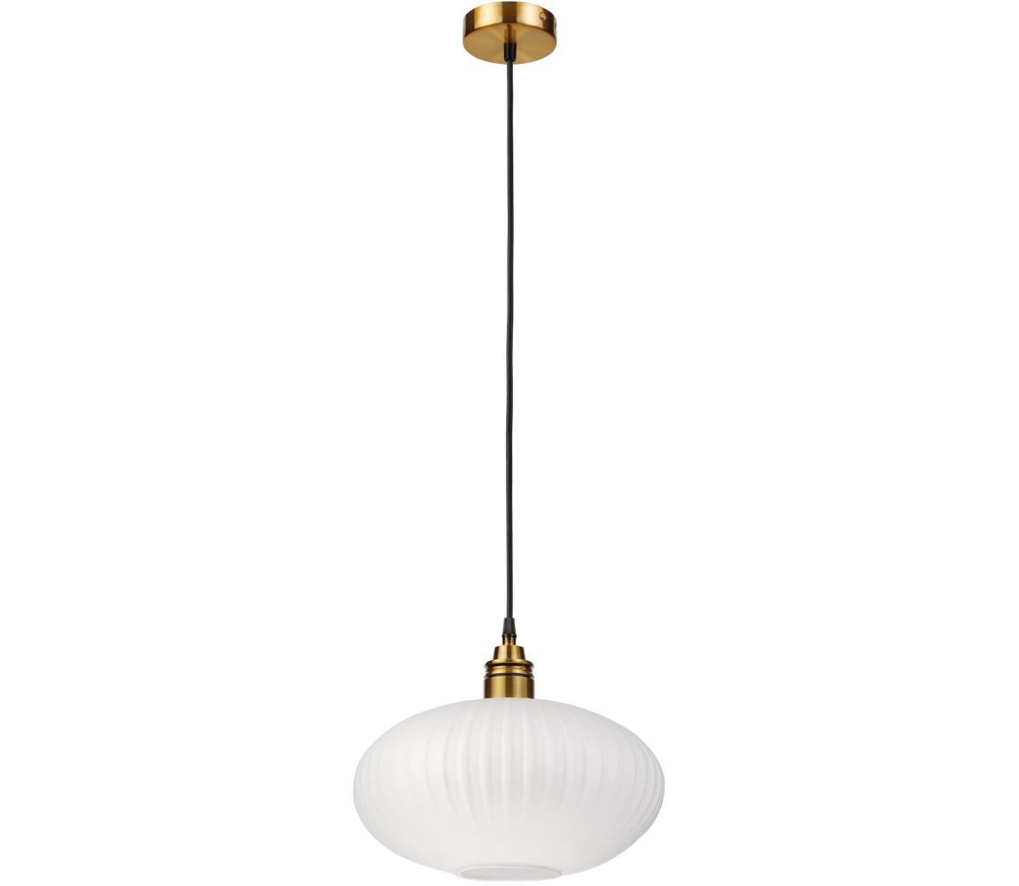 Závesné svietidlo na lanku HECTOR 1xE27/15W/230V, biela/ mosadz, priemer 30 cm LM-1.297/D