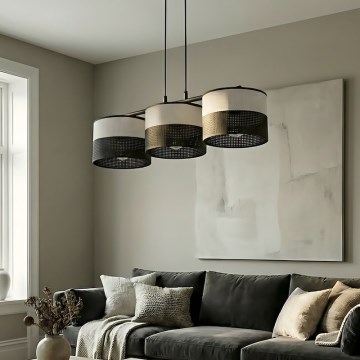 Závesné svietidlo na lanku KARBON 3xE27/15W/230V čierna/šedá