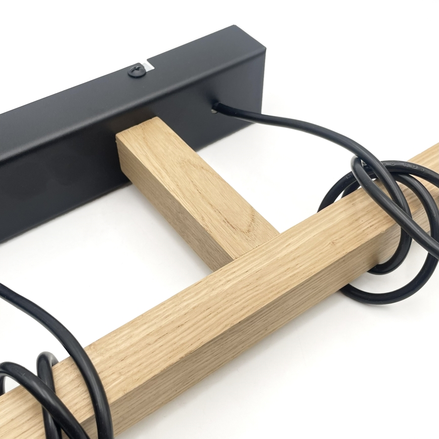 Závesné svietidlo na lanku LEANDRA 3xE27/15W/230V dub/čierna