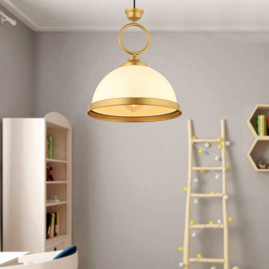 Závesné svietidlo na lanku MONZA 1xE27/40W/230V pr. 26 cm krémová/bronzová