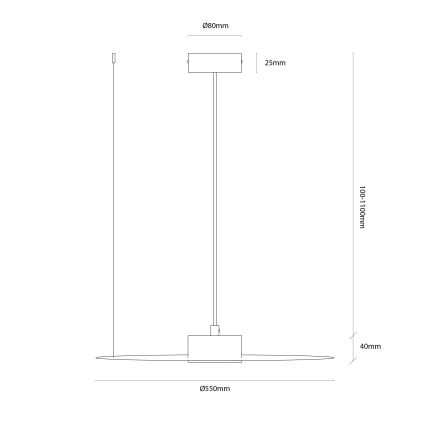 Závesné svietidlo na lanku PIATTO 1xGX53/15W/230V, priemer 55 cm, béžové