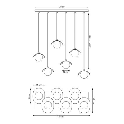 Závesné svietidlo na lanku RITUAL 6xG9/8W/230V, biela