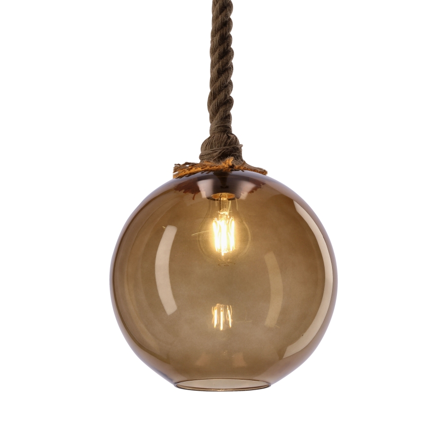 Závesné svietidlo na lanku SHEDON 1xE27/40W/230V dýmovo béžové