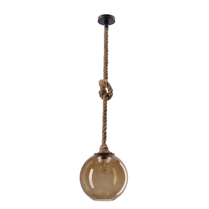 Závesné svietidlo na lanku SHEDON 1xE27/40W/230V dýmovo béžové