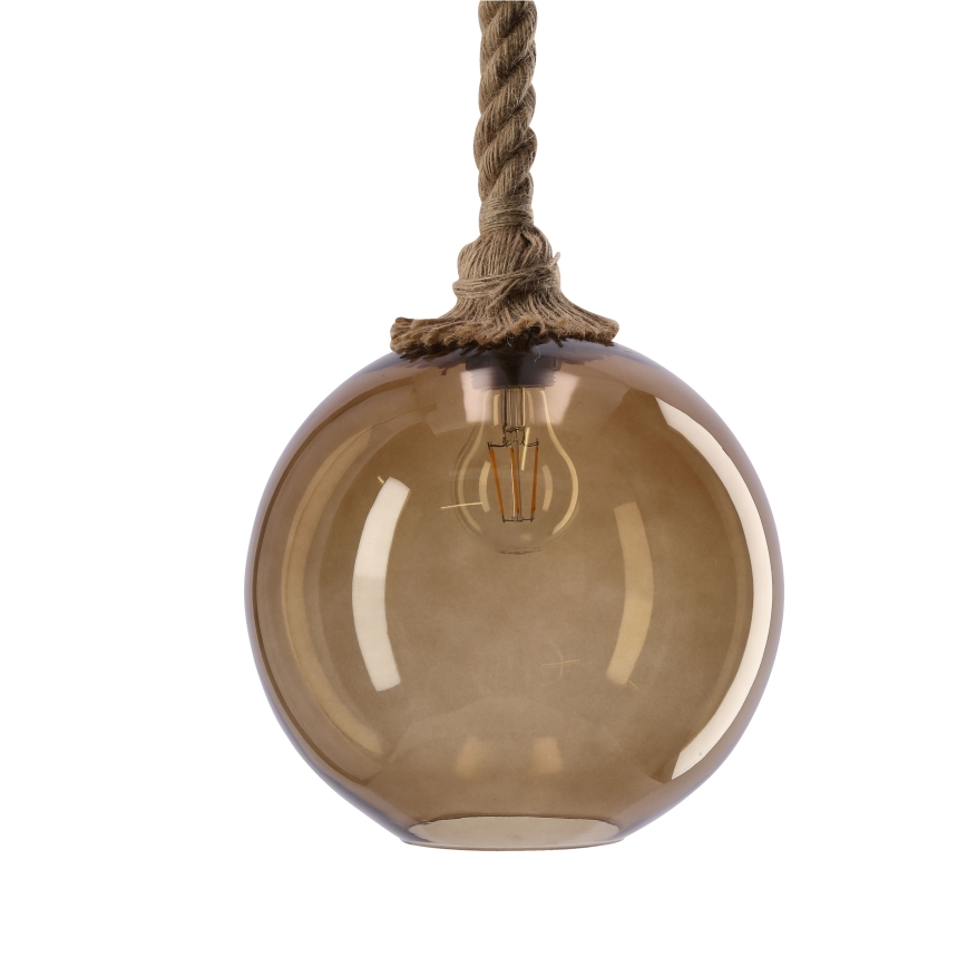 Závesné svietidlo na lanku SHEDON 1xE27/40W/230V dýmovo béžové