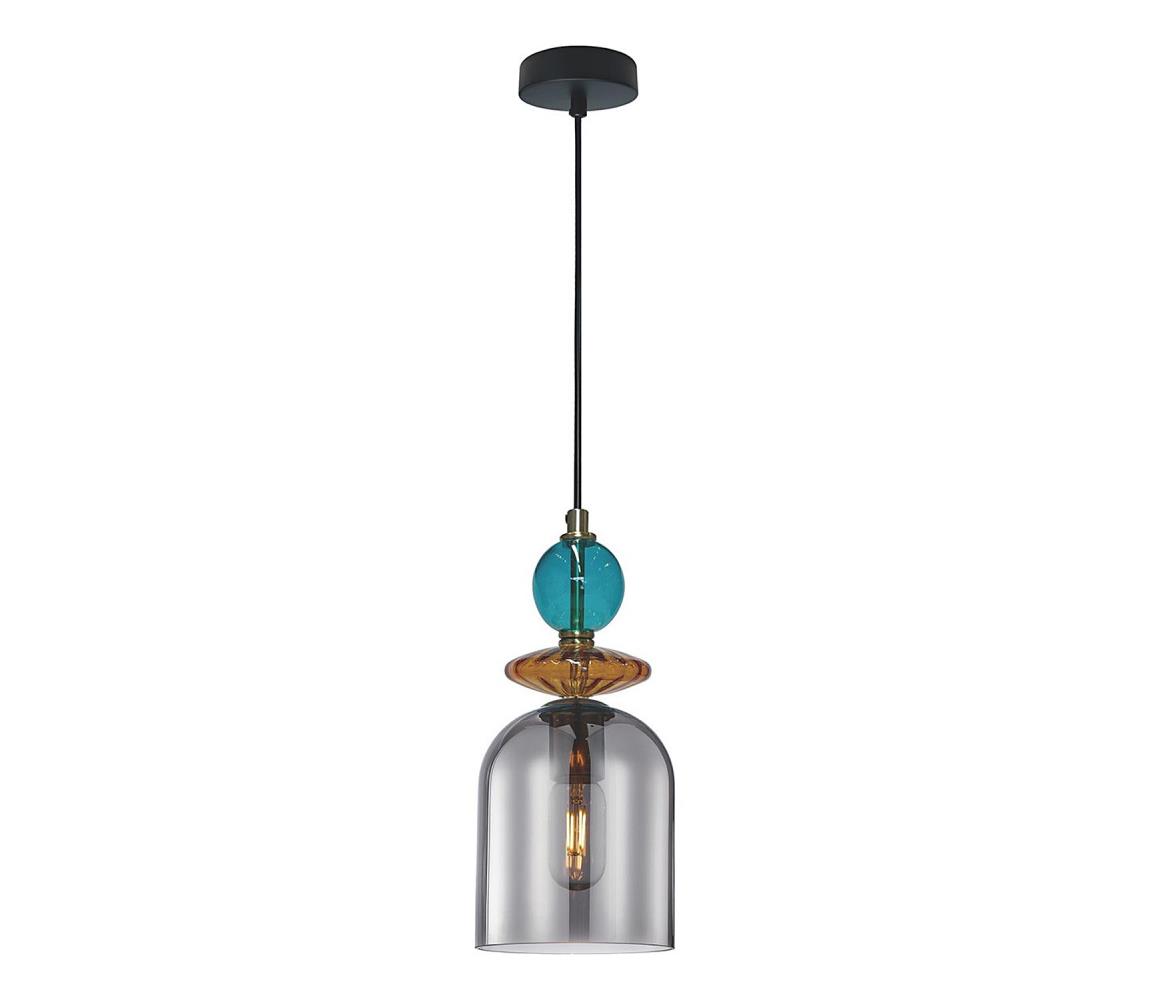 Light Prestige Závesné svietidlo s lankom TROPEA 1xE27/15W/230V čierna/dymová modrá/béžová LP-2004/1P M SM