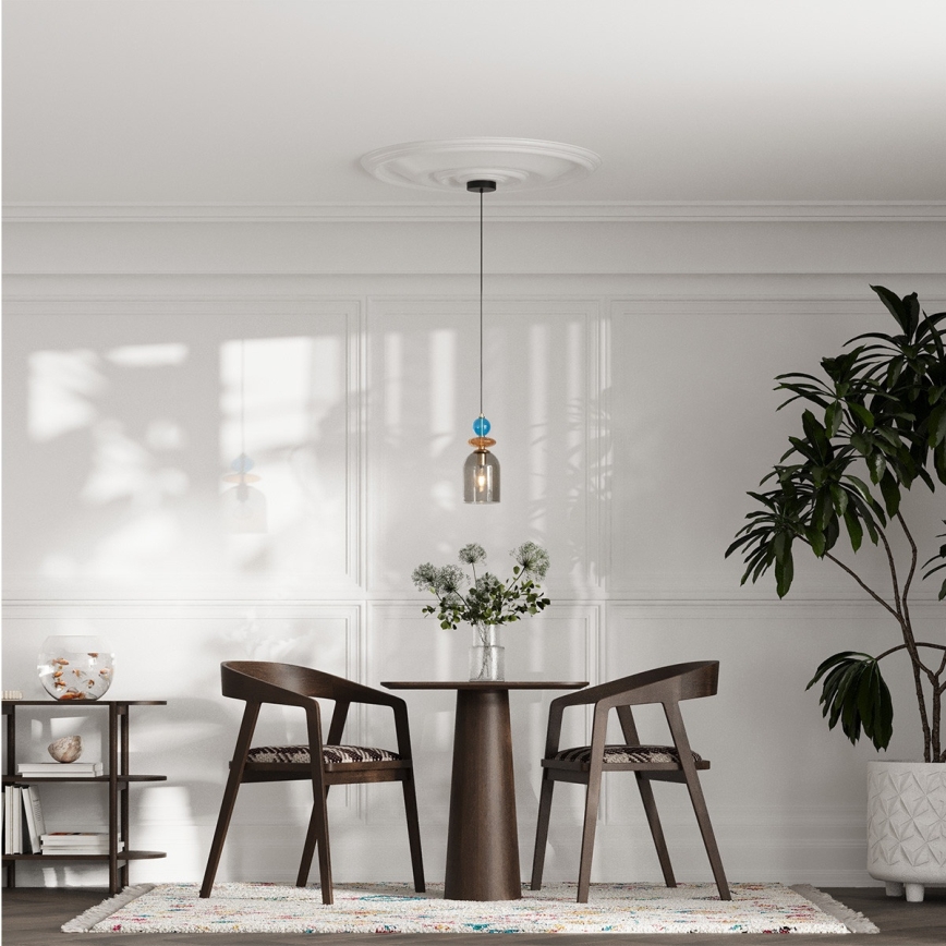 Závesné svietidlo s lankom TROPEA 1xE27/15W/230V čierna/dymová modrá/béžová