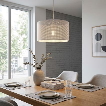 Závesné svietidlo SIRJA PLISADO na lanku, 1× E27 / 15 W / 230 V, Ø 35 cm, biela