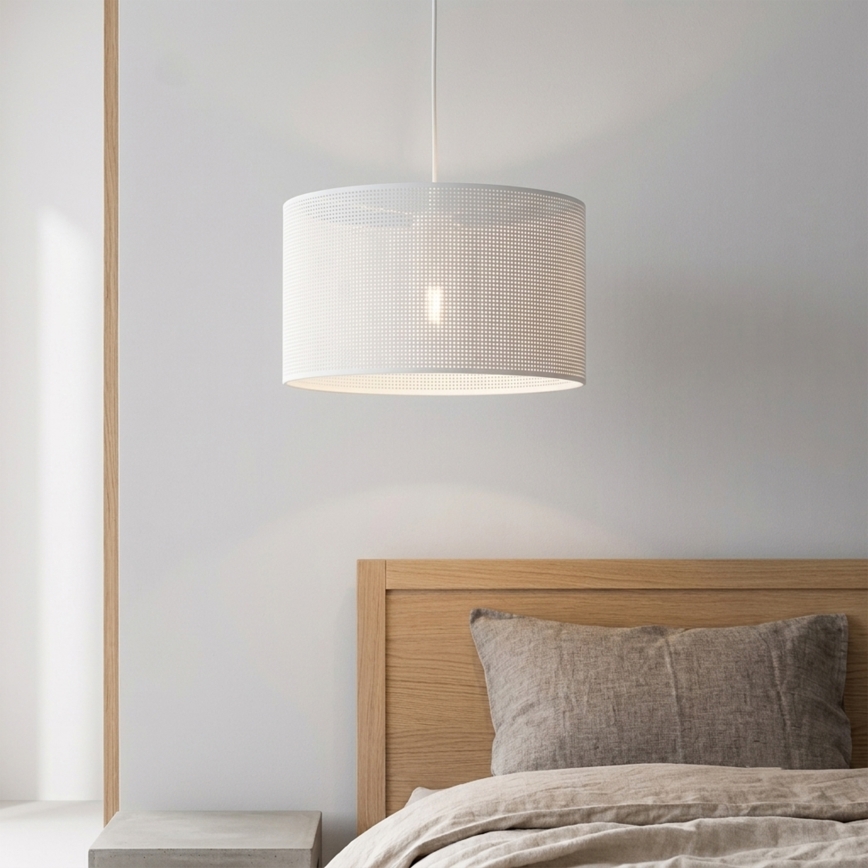 Závesné svietidlo SIRJA PLISADO na lanku, 1× E27 / 15 W / 230 V, Ø 35 cm, biela