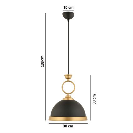Závěsné svítidlo MONZA 1xE27/40W/230V pr. 30 cm čierna/bronzo
