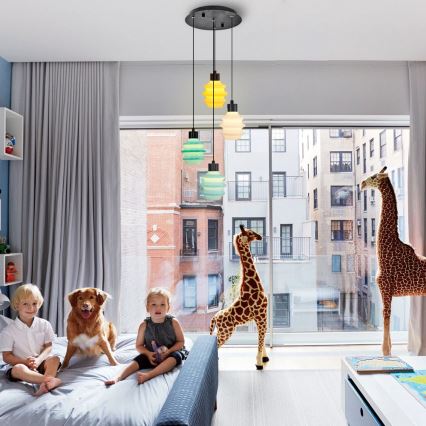 Závesný LED luster na lanku CACTUS LED/12W/230V 3000K zelená/žltá/biela