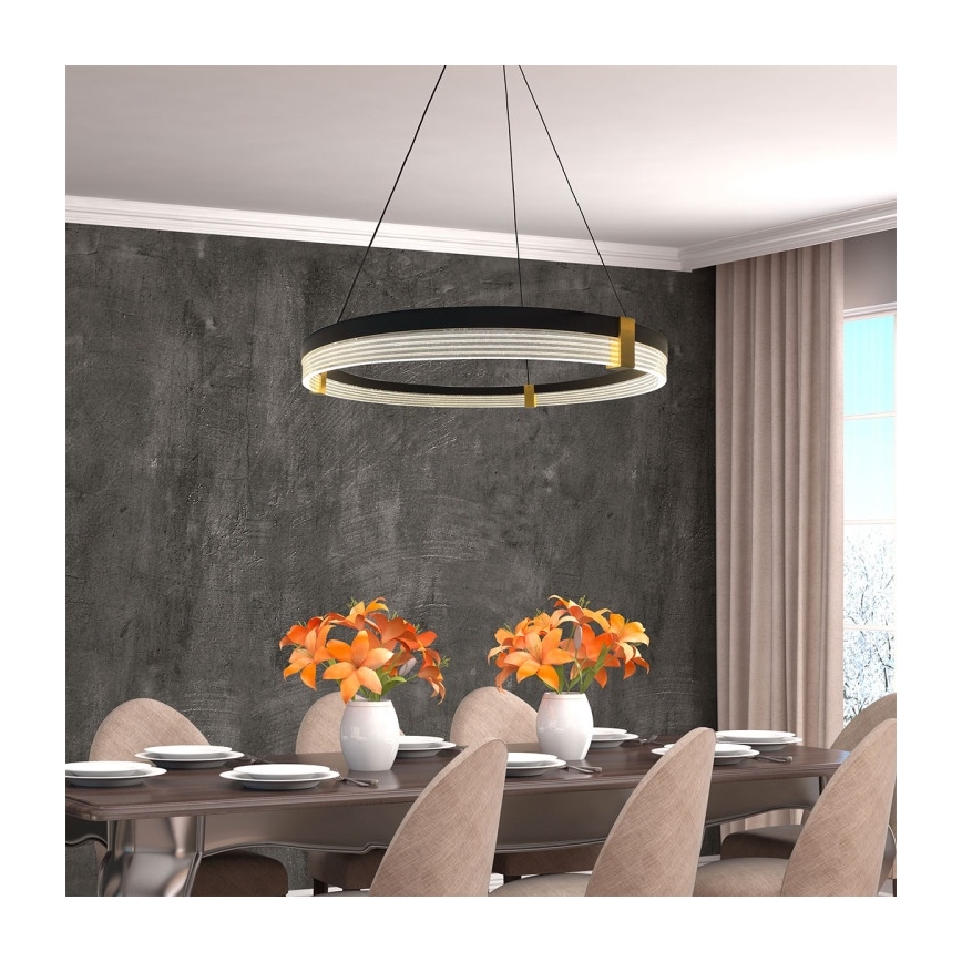 Závesný LED luster na lanku TRIANGLE LED/40W/230V 3000/4000/6000K pr. 60 cm čierna